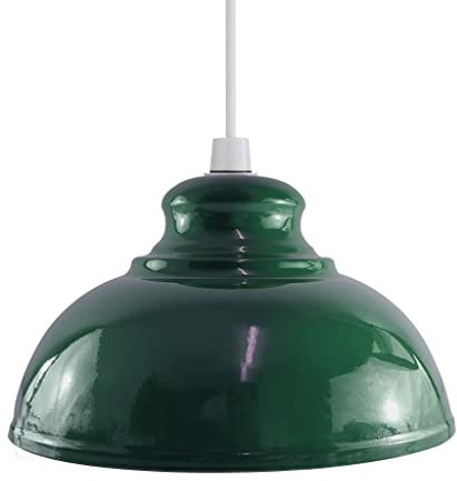 Easy Fit Pendant Shade, Green Ceiling Light Shade with Diameter 29cm - Modern Replacement Lampshade for Bedroom, Kitchen, Living Room