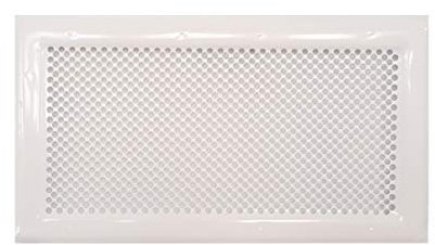 DEMLOU Rejilla de Ventilación Metálica Perforada Blanca 33 x 18 cm RAL 9016 – Acero Galvanizado, Difusor de Calor para Chimeneas y Convección.