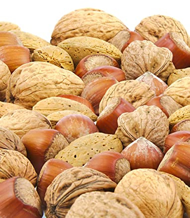 Anna and Sarah Premium Mixed Nuts in Shell, California Jumbo Chandler Walnuts, Extra Large Pecans, California Almonds, Large Oregon Hazelnuts (NO BRAZIL NUT), 6 Lbs