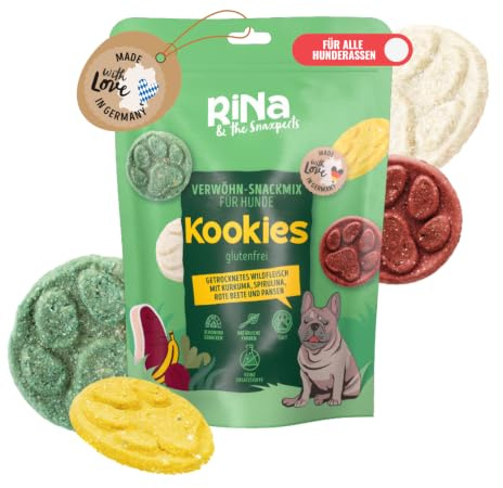 RiNa`s KOOKIES – Golosinas naturales y sin cereales para perros con carne de caza, krill y aceite de coco – Snack suave para perros – Sin aditivos – Snack de entrenamiento y recompensa