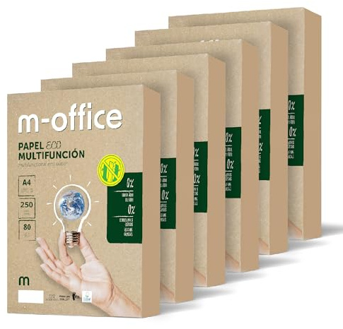Återvunnet Papper, DIN A4, 80 g, För Kopiatorer Och Skrivare, 6 Förpackningar Med 250 Ark, 100% Återvunnet, M-Kontor (1 500 Ark)