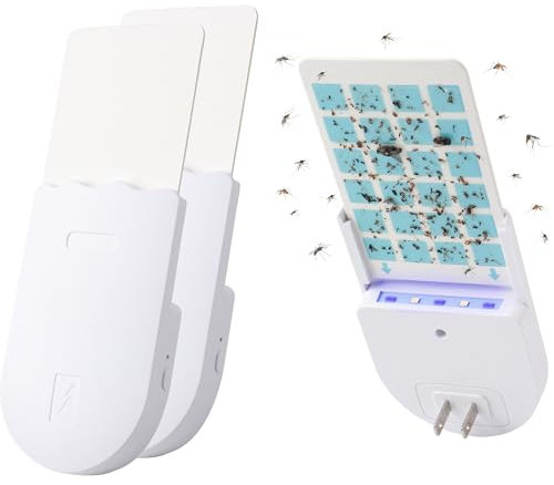 PESTCON Gnat fällor för hus inomhus, plug-in insektsfälla, fångare och mördare för myggor, getter, fruktflugor – fällor utan zapper för inuti ditt hem – fånga insekter inomhus med insektsljus – 2-pack