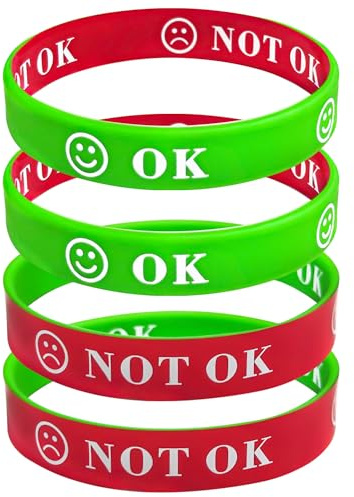 Gemi Emotions Resources for Children, Mental Health Bracelet Set of 4, Communication Aids, Non Verbal Communication Aids, Wrist Bands for Kids, Anger Management Toys Favours School Supplies