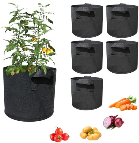 YANGUN Pflanzbeutel aus Vliesstoff, 6 PCS Pflanztasche 3 Gallon, 12L Pflanztaschen, Pflanzen Übertopf aus Vliesstoff, Pflanzsäcke für Tomaten, Gemüse,Blumen, Pflanzbeutel Anzucht für Balkon Garten (A)