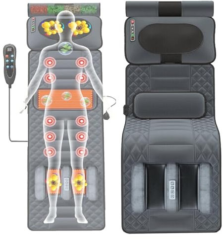 Foldable Full Body Massage Mat with Heat,Lumbar Hot Compress Massage Mattress with 9 Modes,Full Body Massage Mat with Heat 20 Heads Vibrating Massage Mattress Pad,Full Body Massager for Neck and Back