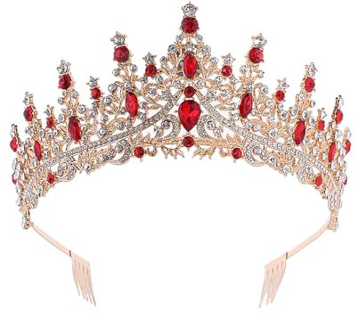 FSSTUD Kristall Hochzeit Tiara Strass Braut Tiara Geburtstag Party Tiara Metall Prom Krone Prinzessin Krone Stirnband Königin Festzug Krone mit Kamm für Braut