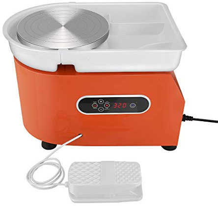 Ovshnrr Verbesserte elektrische Töpferscheibe mit LCD-Anzeige 25CM 350W Keramikarbeit Tonhandwerk Doppelte Kontrolle