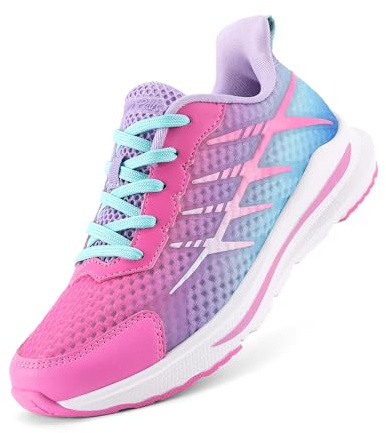 DREAM PAIRS Sneakers per Bambini e Bambine, Ammortizzanti Traspiranti Scarpe Sportive Unisex per Corsa, Tempo Libero, Tutti i Giorni,Size 36,Viola/Rosa,KKUMRS2509