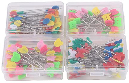 Baxnore 300 pièces épingles à Coudre, épingles de Couture de sécurité, épingles à tête Plate avec boîte de Rangement, épingles à tête de Bouton de Fleur, épingle à tête en Plastique (Type 1)