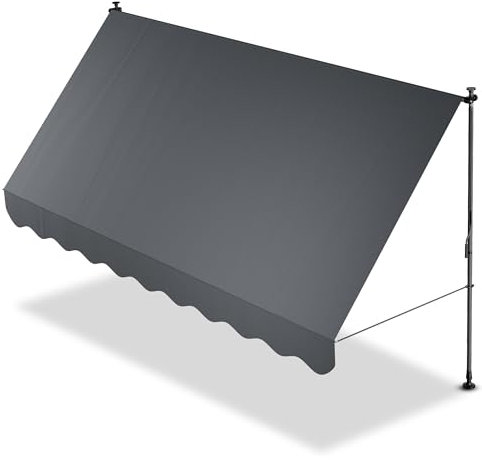 Juskys Sonnenschutz Klemmmarkise Balkon Fenster, Terrasse (350 x 120 cm - Grau) - Markise, Regenschutz, Fenstermarkise Wetterfest & Sichtschutz - Kapstadt