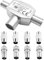 TV Aerial Splitter 2 Way - 1 Female to 2 Male Coax Splitter with 7pcs Connectors,Aerial Splitter,TV Aerial Adapter,Compatible with Cable TV Antenna,TV Aerial Connector,Digital Signal Support
