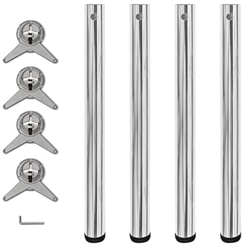 GCHDHAPB Tischzubehör, Tischbeine, 4 höhenverstellbare Tischbeine, Chrom, 710 mm