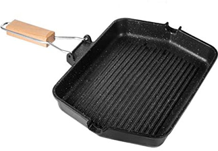 Didiseaon 1 Pezzo Griglia Teppanyaki Antiaderente Padella Friggi Frittura Padella Per Grigliare Padella a Doppia Faccia Superiore Padelle Antiaderenti Black Pressofusione Di Alluminio