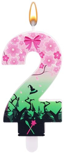 Häxtema Födelsedagsljus, Rosa och Grönt Sifferljus för Födelsedagsfest Bröllop Årsdag Dekoration(Nummer 2)