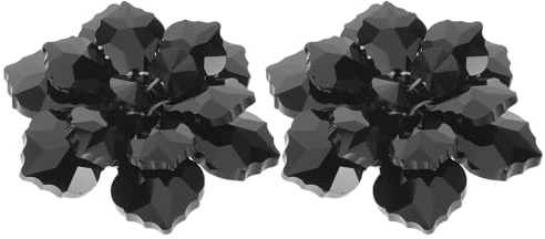 LIGIGWASH Cubiertas de Botones Flores de Cristal y Pedrería para Camisa 2 Piezas Clip Compacto de Metal Negro para Eventos Formales y Ocasiones Obsequios