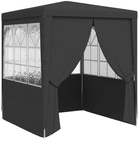 Nqyjm Gazebo da giardino all'aperto Tenda di ricezione e pareti laterali 2 x 2 m, antracite 90 g/m², Padiglione per campeggio, matrimonio, festa, mercato, spiaggia