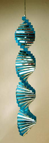 Plantation Designs Unusual Mirror Wind Twister Blue Spiral Wind Spinner 40cm Small
