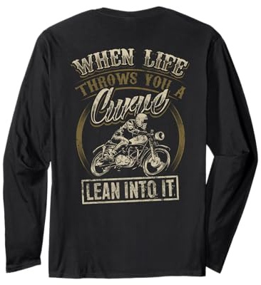 Cool Back Print Biker Motorbike Rider Edgy Motorcycle Lover Maglia a Manica