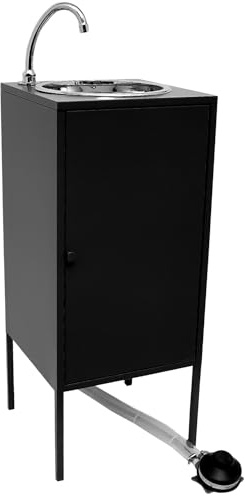 Express Water Noir, Lavandino Lavabo Lavello, Portatile Autonomo Trasportabile, con Serbatoio d'Acqua, in Acciaio Inox, con Comando a Pedale, Certificato per ASL, per Negozi e Studi Medici