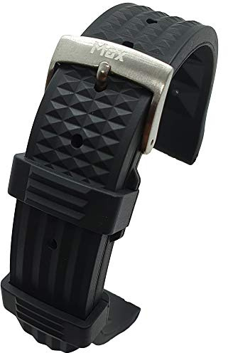 MAX Bracelet de rechange pour montre FKM à déblocage rapide, style gaufré, Noir , 20mm