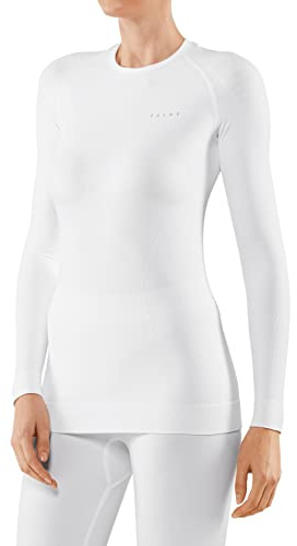 FALKE Damen Baselayer-Shirt Maximum Warm Round Neck W L/s Sh Funktionsmaterial schnelltrocknend 1 Stück, Weiß White 2860, L
