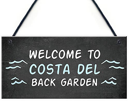 RED OCEAN Divertente cartello da giardino sul retro con targa da appendere per casetta da giardino