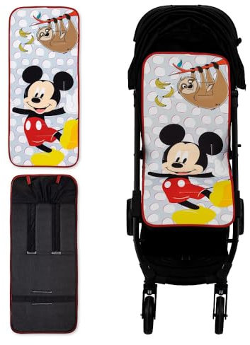 Interbaby Universal-Sitzauflage für Kinderwagen, für den Sommer, atmungsaktiv und bequem, Bezug für Kinderwagen, 100% Baumwolle, 84 x 34 cm, Schutzpolster für Kinderwagen, Mickey the Craze, Grau