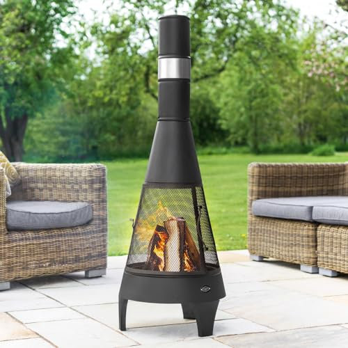 Harrier Chimenea Mediana para Jardín - Chimeneas de Leña para Exteriores | Accesorios de Jardín | Quemador Exteriores | Chimenea con Atizador y Rejilla