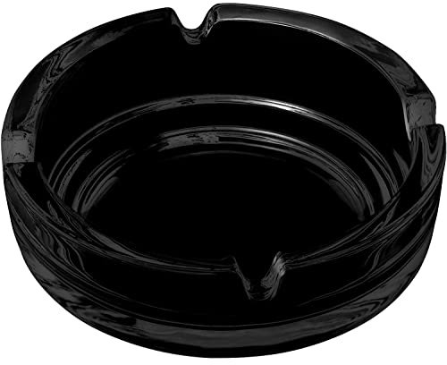 Konzept 11 - Aschenbecher für draussen Schwarz 11cm | 3 Stück Glasaschenbecher | Aschenbecher aus Glas Höhe 3,5 cm spülmaschinenfest Gastrobedarf