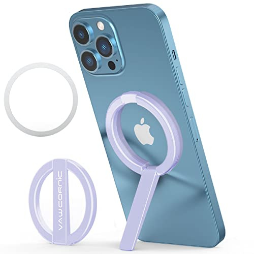 VAWcornic Magnetisk telefonringhållare för MagSafe, magnetiskt telefongrepp telefonstativ i metall för iPhone 13, 12/12 Pro/12 Pro Max/12 Mini, kompatibel med magnetiskt bilfäste - Lila