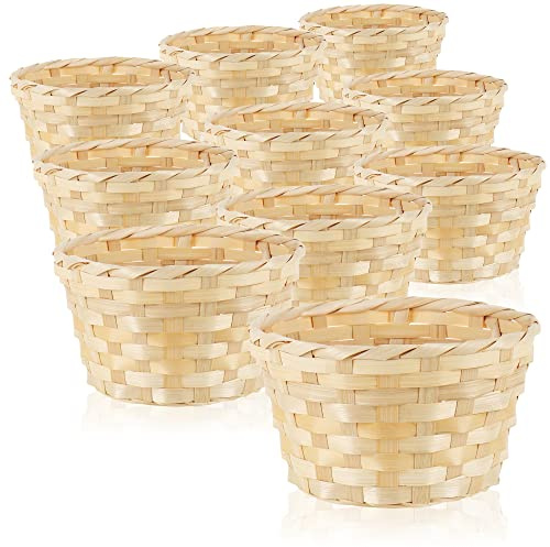 COM-FOUR® 10x Cesta de rafia para decorar - Decoración de Pascua - Nido de Pascua - Cesta para huevos de Pascua (10 piezas - redondas - 11,5 cm)