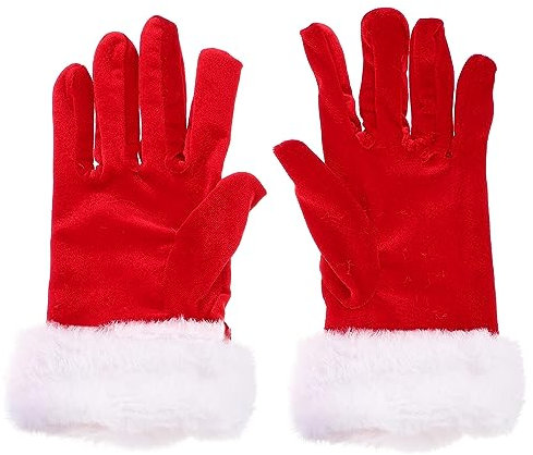 Theaque 1 Paar rote Weihnachtshandschuhe Weihnachtsmann Handschuhe kurze Handschuhe dekorative Handschuhe, rot, 24X12X1CM