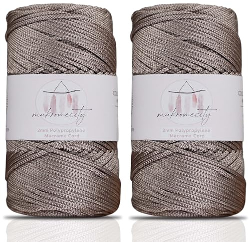 Makromecity 2 trådar makramégarn 2 mm x 230 m premium polyester makramérep polypropylen garn för hantverk heminredning platsplatta axelväska handväska löpare nappkedja 20 färger