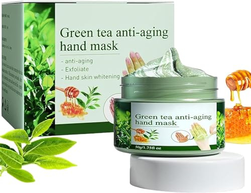 Hand Mask Green Tea Peel Off Hand Wax,Green Tea Anti-Wrinkle Hand Mask,Peel Off Hand Wax Mask,Green Tea Moisturizing Hand Mask,Green Tea Moist Repair Hand Mask (1pcs)