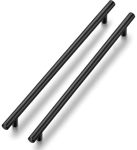Ravinte 10 stycken svarta möbelhandtag T-stång handtag för köksskåp 256 mm hålcentrum skåphandtag handtag rostfritt stål möbler dörrhandtag