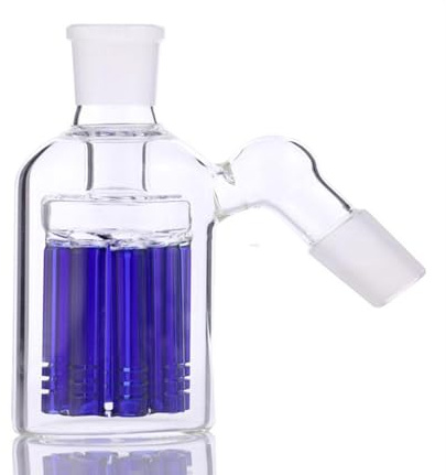 14mm Glass Ash Catcher, Ash Catcher Holder with Silicone Container for Smoking Pipes Filter Glass Water Bubbler Ashcatcher (Blue)