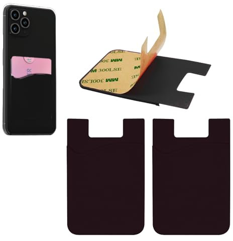 Vilbocr Phone Card Holder Stick on,2Pack Self Adhesive Card Holders for Back of Phone,Silicone Sticky Credit Card Holder for Cell Phone, for Credit Card ID Business Card-Portable Cash Binder(Black)
