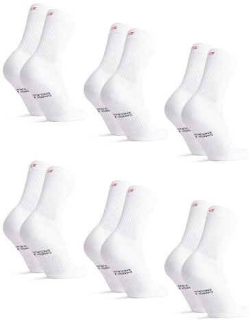 DANISH ENDURANCE Calcetines Deporte Tenis Unisex, 3 o 6 Pack, Blanco, 39-42
