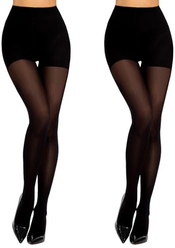 MANZI Damen Kompressionsstrumpfhose 10-15mm/Hg,Shape Strumpfhosen Blickdichte mit Bauchweg und Po-Lifting Figurformende Stützstrumpfhose 50 DEN 2 Paar,Schwarz,M