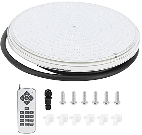 Undervattenslampa LED RGB 3500LM, IP68 Vattentät Poollampa med Fjärrkontroll, 12V, 468 SMD2835 Lampor, 17,5x17,5x2,5cm, för PAR56 Pool och Akvarium