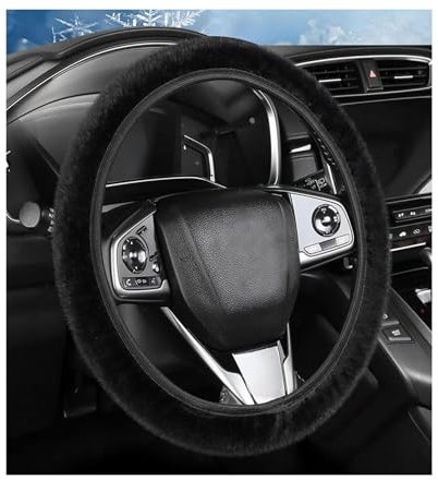 LNGJIN Coprivolante Invernale Universale 38 cm - Caldo Coprivolante in Peluche per la Maggior Parte delle Auto