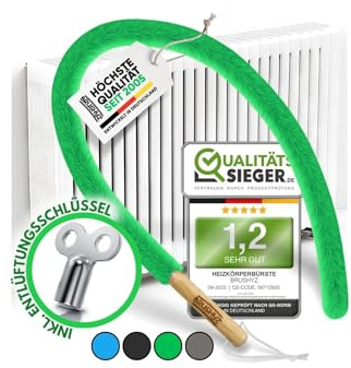 BRUSHYZ Pulisci Termosifoni Flessibile Lungo 115cm I Spazzola per Pulire Termosifoni senza Graffi I Spazzola Pulizia Caloriferi con Copertura Lavabile I Per Tutti i Radiatori I Colore: Verde