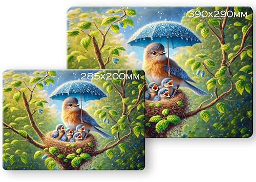 Noble & Page - Planche à découper en verre trempé - 285 x 200 mm - Planche à découper brillante - Bluebirds