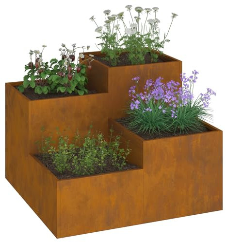 vidaXL Vaso da Giardino Ruggine 100 x 100 x 60 cm Acciaio corten, Vasi da Giardino e Terrazza, Rettangolari, in Metallo, Decorazione Esterna, Accessorio Contemporaneo per Esposizione di Piante