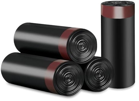 Flintronic 60 Sac Poubelle, 20L Sacs à Ordures avec cordon, Sac Poubelle avec Poignées à Nouer, Sacs à Ordures Très épais, Résistant, Antifuite, pour Aliments, Ménages, Bureau, Noir -50 * 60 CM