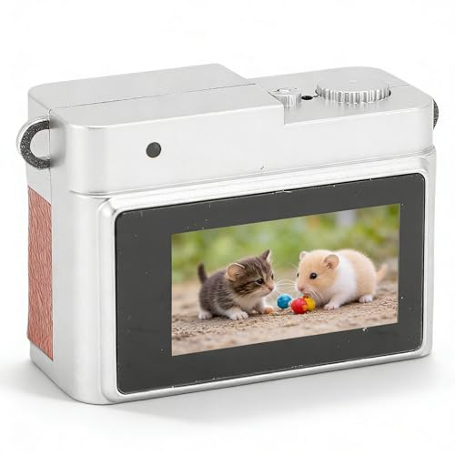 Dpofirs 128GB Vintage Digitalkamera, 1080P FHD Vlogging Kamera mit 0,96 Zoll Display, Keychain Camera Tragbarer Micro-Video-Camcorder für Studienaufnahmen auf Reisen, Eingebaut in 4 Filtern