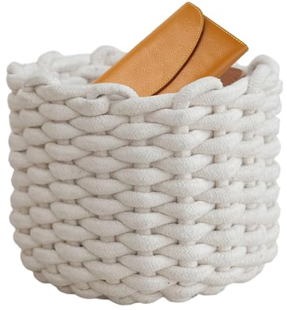 Cesto in corda di cotone – Cesto intrecciato in corda | Organizzatore casa per soggiorno, bagno, camera da letto, ufficio, armadio, doccia, dormitorio