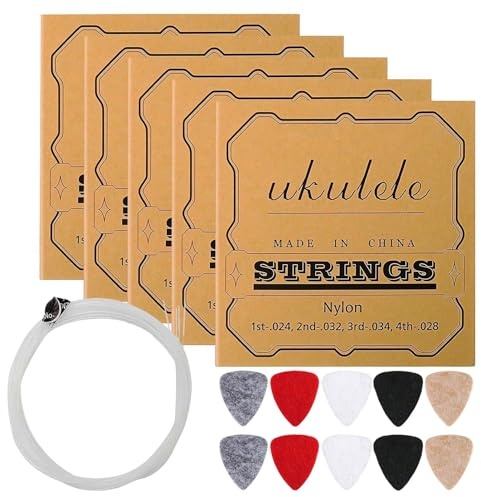 Ersättningssträngar Till Ukulele 5-Pack För Reparation Med Tät Passform | Nylon Strängar Sats Till Ukulele För Konserter, Musikfestivaler, Studio, Samlingar, Nybörjare Och