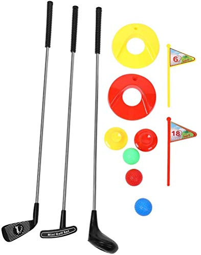 Kelawoly Set di Giocattoli da Golf per Bambini Portatili da 10 Pezzi, Mini Set di Mazze da Golf per Bambini con 3 Mazze 3 Palline per L'apprendimento All'aperto Mettendo i in età (Colorful)