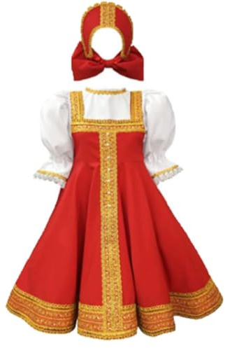 RNXRZANK Déguisement Enfant Fille Russe Traditionnelle - Costume Cosplay pour Fêtes et Spectacles - pour Spectacles, XL (140-150 cm)